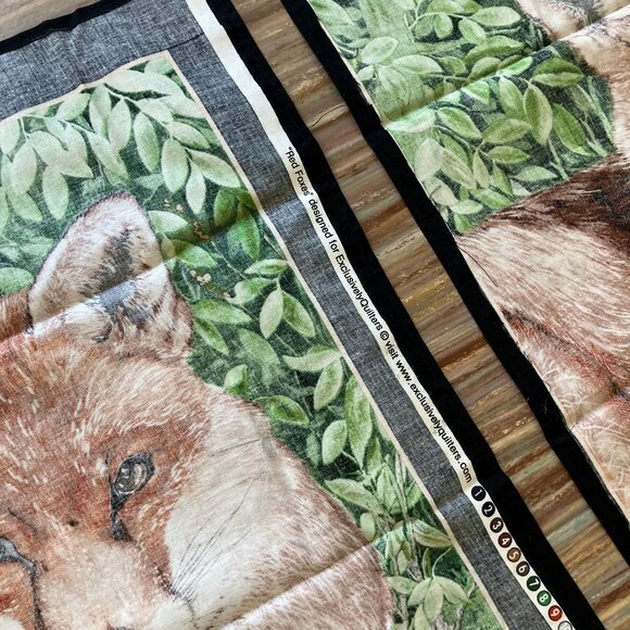 Red Fox Print Cotton Fabric Panel Set of 2 Panels Exclusively Quilters Brand - Picture 4 of 4